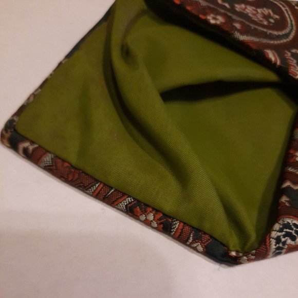 Paisley Embroidered Tie Green Classic Necktie Retro Boho Pointed Casual Formal - Picture 6 of 13